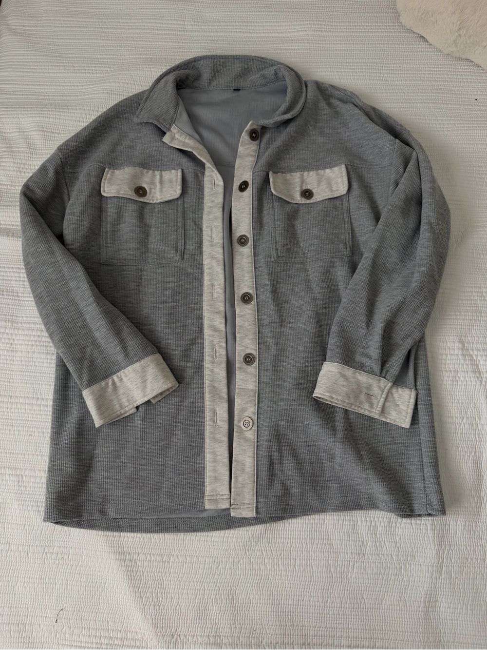 Light Gray Women’s Button-Up Shirt Jacket